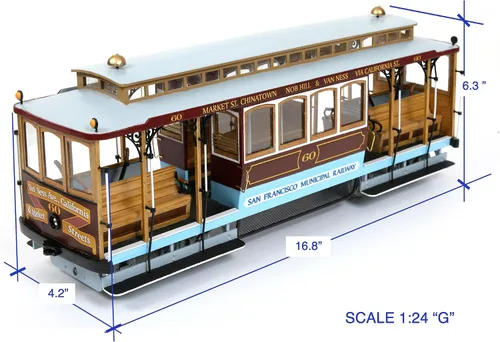 Vista 2 de San Francisco No.60 Teleférico (Street Car) Kit de modelo de madera por OcCre
