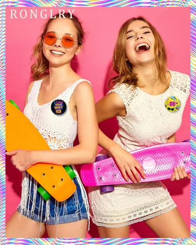 Vista 5 de Ronglry Accesorios de los años 80 y 90 para mujeres y hombres, pin de los 80 a granel para bolsos, sombreros, ropa, trajes de los años 80, disfraces