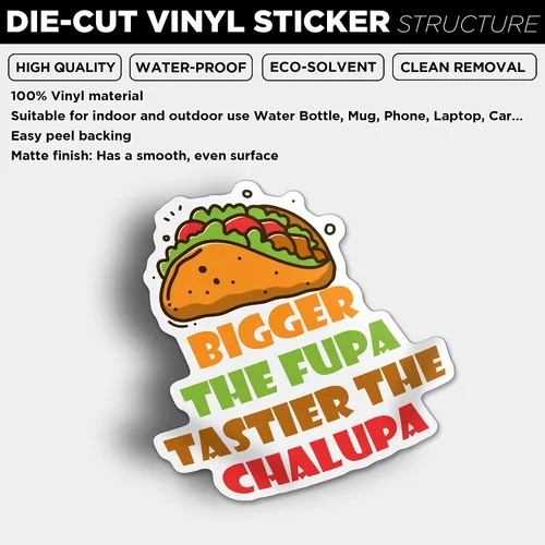Vista 3 de Bigger The FUPA Tastier The Chalupa - Adhesivo adhesivo de vinilo resistente a la intemperie, calcomanía para automóvil, laptop, ventana