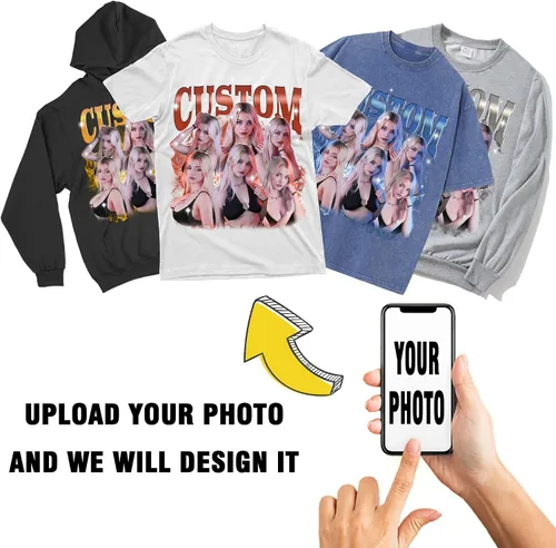 Vista 4 de Personaliza tu propia idea de Bootleg Aquí, camiseta personalizada personalizada con gráfico vintage de los años 90, camiseta con foto personalizada