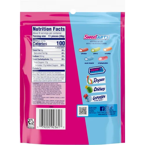 Vista 7 de SweeTARTS Rope Bites Candy, frutas mixtas, bolsa resellable de 8 onzas
