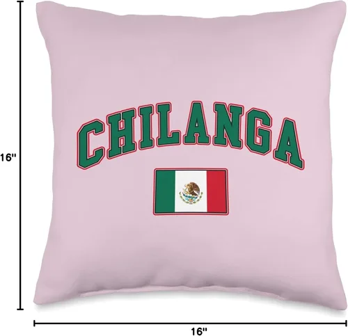 Vista 4 de Chilanga de hueso colorado Chilanga, cojín con bandera de México, 16 x 16 pulgadas, multicolor