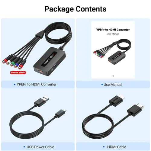 Vista 7 de Convertidor de componentes a HDMI, convertidor YPbPr a HDMI 1080P con conector YPbPr hembra - para conectar dispositivos retro