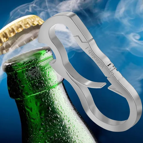 Vista 3 de Idakekiy Llavero con mosquetón doble, herramienta múltiple con llavero y abrebotellas para llaves