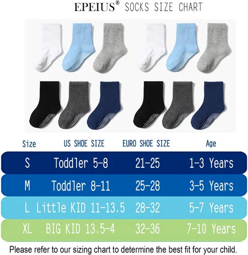 Vista 7 de EPEIUS Calcetines de bebé con empuñaduras para bebés y niños pequeños, calcetines antideslizantes de 6/12 pares