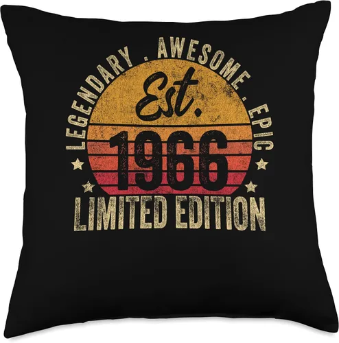 Vista 4 de 57th Birthday Vintage 57 Year Old Est 1966 Limited Edition Throw Pillow