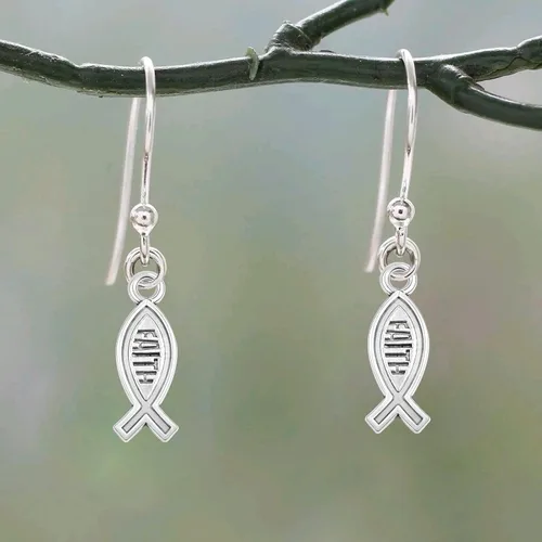 Vista 3 de Jesus Fish Charms Tibetan Alloy Christian Fish Shaped Jesus Pendants Charms Craft Supplies for DIY Bracelet Necklace Jewelry Making Findings