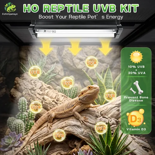 Vista 3 de UVB Light for Reptiles 12in 8W T5 HO 10.0 UVB Kit w/Bulb Dragon Tank Black