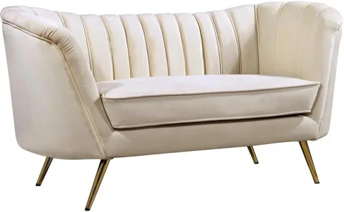 Vista 11 de Meridian Furniture Margo Collection Modern Sofá biplaza tapizado de terciopelo contemporáneo con acolchado de canal profundo y patas de acero