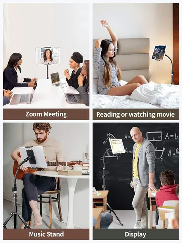 Vista 7 de elitehood Soporte de trípode de metal para iPad y soporte ajustable de 72 pulgadas con cuello de cisne para tableta, soporte de piso de aluminio