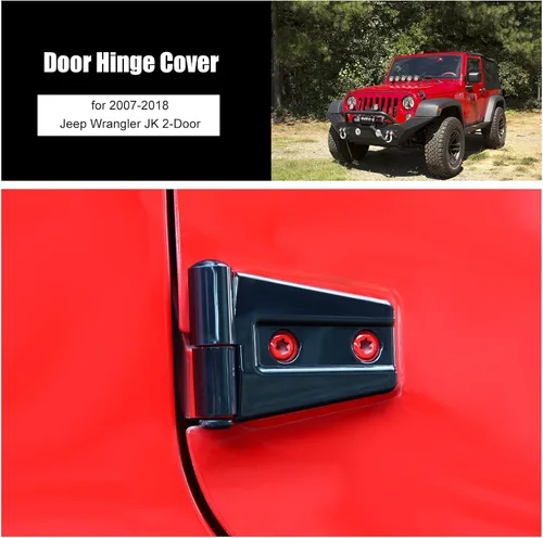 Vista 2 de 4 cubiertas protectoras de bisagra de puerta para Jeep Wrangler JK 2007-2018 de 2 puertas (negro)
