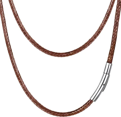 Vista 7 de PROSTEEL Collar de cuero impermeable para hombre, 0.079 in/0.118 in, 16 a 30 pulgadas, con cierre de acero inoxidable, cadena de bricolaje