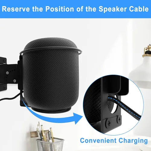 Vista 6 de Soporte de pared para altavoz para el HomePod 1st Wall Mount, giratorio ajustable e inclinable para HomePod Gen 1, resistente para soportes de Negro
