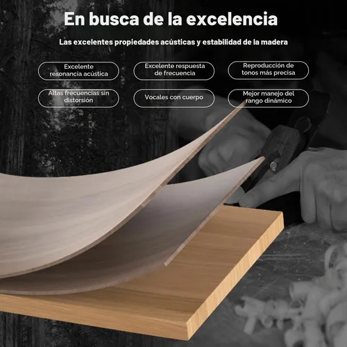 Vista 3 de Hiwill WoNoble A502 - Barra de sonido Dolby Atmos de madera de 5.2.2 canales, barra de sonido todo en uno para Smart TV con subwoofer doble