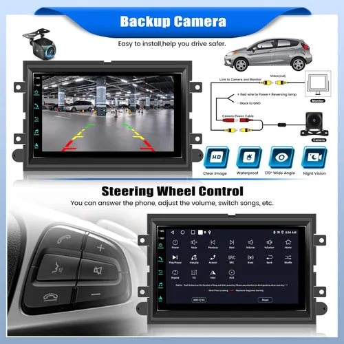 Vista 6 de [2+64G] Android 15 Radio de coche estéreo para Ford F150/F250/F350 2004-2014 con Carplay inalámbrico, pantalla táctil de 7 pulgadas estéreo