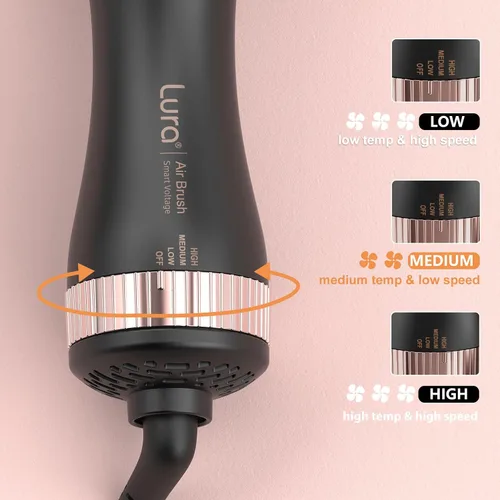 Vista 5 de Cepillo secador de pelo automático de doble voltaje con enchufe europeo, mini cepillo secador de pelo de viaje para mujeres, portátil, ligero, de un
