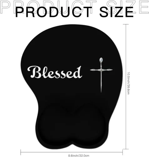 Vista 3 de Mousepad Blessed Religious Cross Ergonomic Wrist Support Non-Slip Base Mouse Mat with Wrist Rest Computer Mousemat for Desk Work Accessories Pad