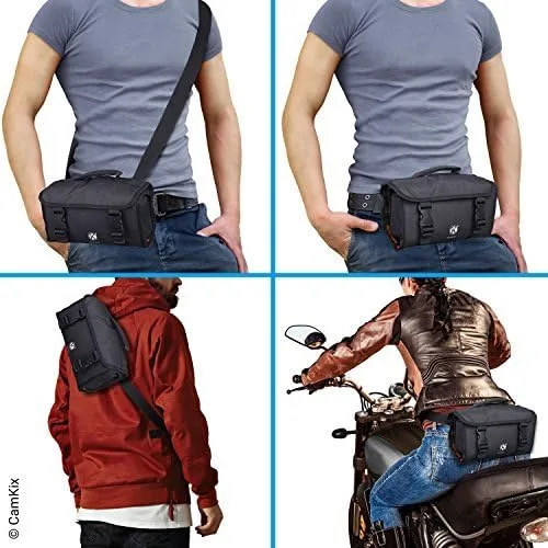 Vista 3 de CamKix Bolsa enrollable con cintura/correa de hombro compatible con GoPro Hero y DJI osmo Action + otras cámaras de acción/compactas - Múltiples