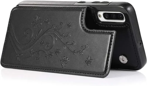 Vista 6 de Funda de teléfono para Samsung Galaxy A70 A70S con vidrio templado protector de pantalla y titular de la tarjeta cartera soporte Flip cuero celular