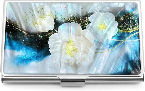 Vista 8 de MADDesign Mother of Pearl Funda para tarjetas de visita, Azul (Abstract Blue), Pequeña, Moderno