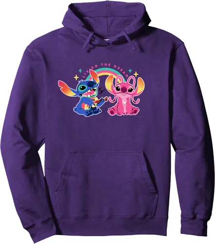 Vista 10 de Disney Sudadera con capucha Stitch and Angel Living the Dream, Negro, S
