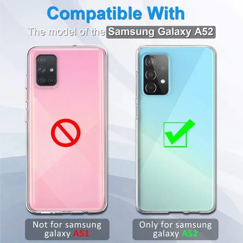 Vista 2 de Funda compatible con Samsung Galaxy A52 5G con protector de pantalla de vidrio templado, ultrafina, a prueba de golpes, con anillo magnético