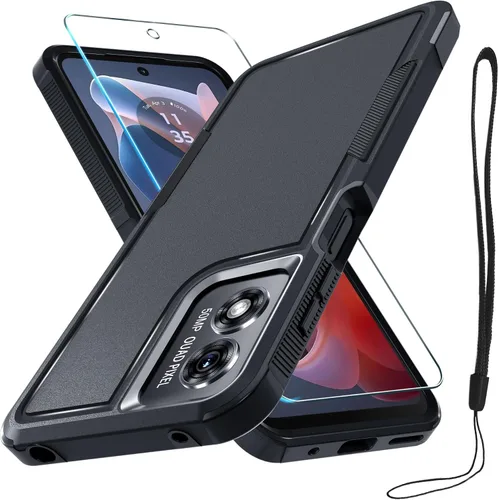 Vista 33 de Funda compatible con Moto G 5G 2024, cuerpo completo, resistente, resistente, a prueba de golpes, con correa de cordón, protector de pantalla