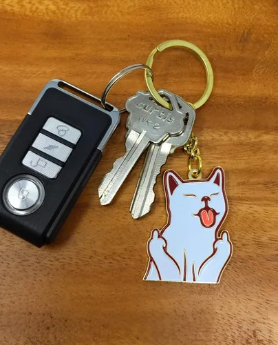 Vista 3 de Llavero de gato Lindo llavero de gato de dedo medio Llavero para mujer con dije de gato Llaveros divertidos para bolso, bolso, llaves Llaveros