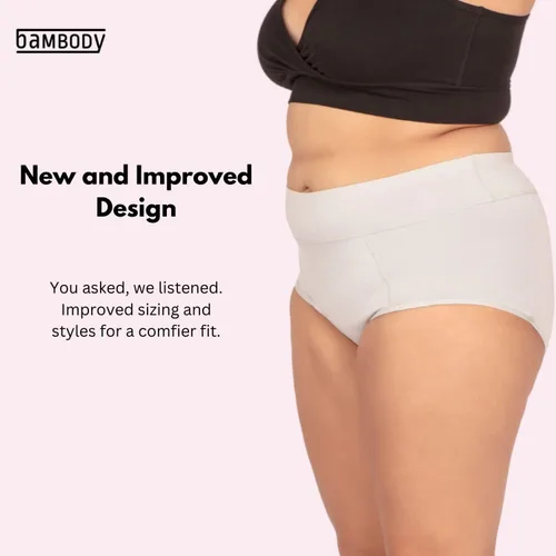Vista 2 de Bambody Bragas absorbentes ropa interior de época para mujer, menstrual, posparto, ropa interior suave y transpirable para maternidad, 4 tampones