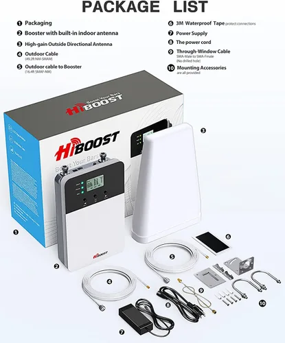 Vista 7 de HiBoost Amplificador de teléfono celular para Verizon, AT&T y T Mobile Cell Signal Booster para cobertura del hogar de hasta 4000 pies cuadrados