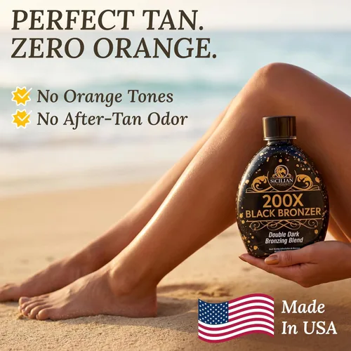 Vista 4 de The Sicilian 200X loción bronceadora negra oscura – mejor loción bronceadora para la piel brillante – bronceado gradual y loción bronceadora sin sol