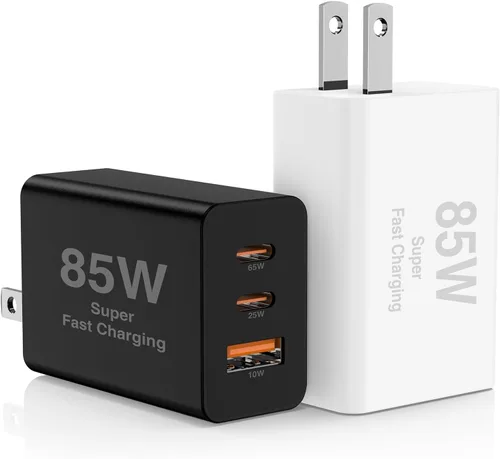 Vista 14 de Paquete de 2 bloques de cargador de pared USB C de 85 W, adaptador de carga USB C de 3 puertos de 100 W tipo C de carga súper rápida para MacBook