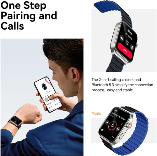Vista 5 de Reloj inteligente para hombres y mujeres (respuesta/hacer llamadas), relojes inteligentes compatibles con Android y iPhone, pantalla AMOLED de 2.01