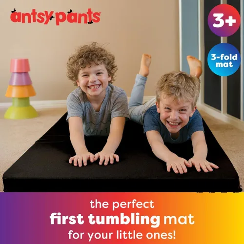 Vista 2 de Antsy Pants Colchoneta de gimnasia para niños, fácil de limpiar, resistente, plegable, acolchada, ligera, portátil, equipo de gimnasia para juego