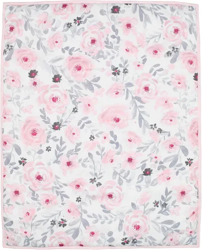 Vista 4 de Bedtime Originals Juego de ropa de cama de 3 piezas con diseño floral de acuarela rosa Blossom