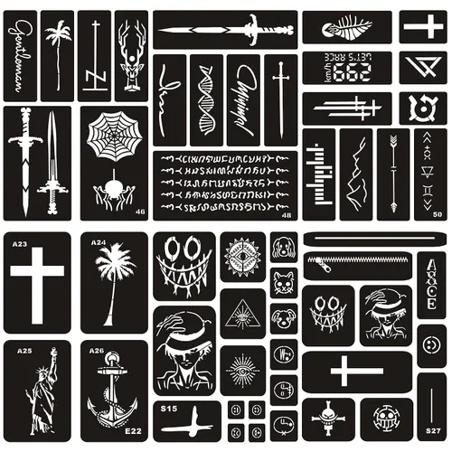 Vista 12 de Kotbs 6 hojas de plantillas temporales de tatuaje, 34 piezas de plantillas de tatuajes de henna con patrón de tótem de tigre y lobo, plantillas