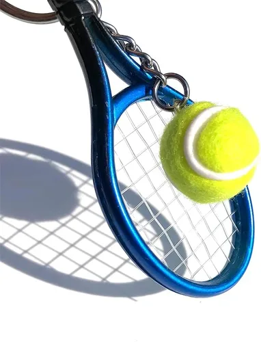 Vista 7 de Mini raqueta de tenis de color con llavero de bola