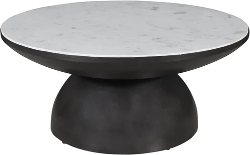 Vista 5 de Jofran Circularity - Mesa auxiliar redonda con pedestal con parte superior de mármol y base de hierro, mesa decorativa moderna para sala de estar