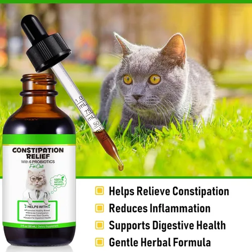 Vista 7 de Alivio del estreñimiento del gato, alivio del estreñimiento para gatos, laxante líquido para gatos, 2.0 fl oz, suavizante de heces suplementos