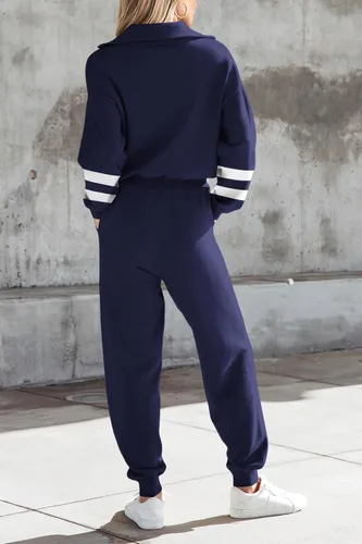 Vista 149 de PRETTYGARDEN Conjunto de suéter de 2 piezas para mujer, sudadera con cremallera, pantalones deportivos, ropa casual