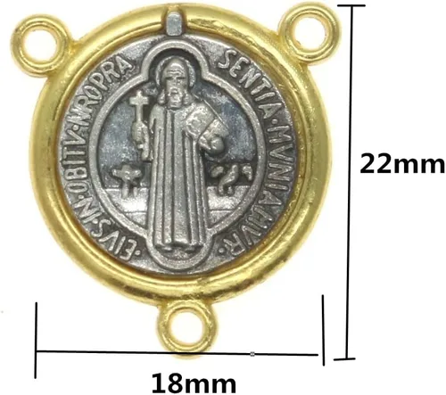 Vista 4 de 40 dijes de medalla antigua de San Benito de Nursia, patrón contra el mal, para hacer collares, pulseras, aretes, joyería, Metal, No es una piedra