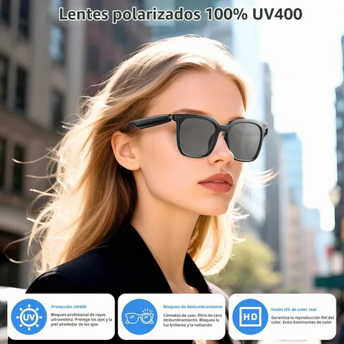 Vista 4 de Lentes inteligentes, gafas Bluetooth para hombres y mujeres, protección UV, traducción en tiempo real con más de 144 idiomas, gafas AI con chat GPT