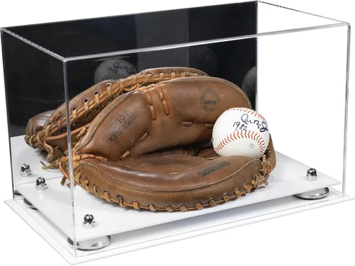 Vista 47 de Better Display Cases Vitrina de guantes de béisbol de acrílico transparente con elevadores negros (A011/V16)
