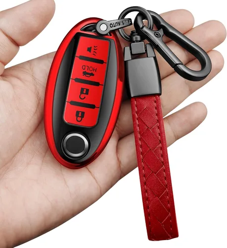 Vista 8 de Compatible con Nissan Funda para Llavero con Llavero de Cuero, Funda de Carcasa de Llave de TPU Suave Compatible con Llave Remota Inteligente