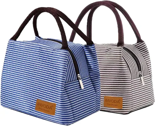 Vista 10 de Bolsa de almuerzo aislada, pequeñas bolsas enfriadoras portátiles, bolsas Bento reutilizables, bolsa de almuerzo para el trabajo, picnic al aire