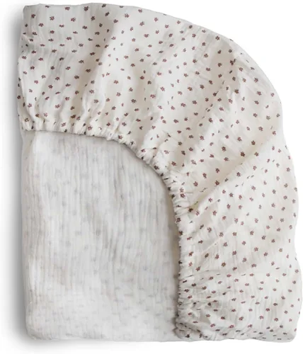 Vista 20 de mushie Sábana Bajera de Muselina Extra Suave para Cuna MINI 24" x 38" (Azul Bebé)