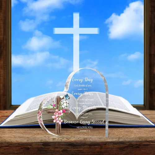 Vista 6 de Regalos cristianos de acrílico para mujer, regalos inspiradores con versículos de la Biblia y oraciones, regalos religiosos con las Sagradas