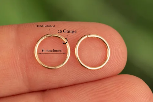Vista 94 de Aretes de aro de oro de plata – Aretes de aro para mujer, dos piezas de aros de plata fina rellenos de oro, aro de hélice, anillo de tragus, aro