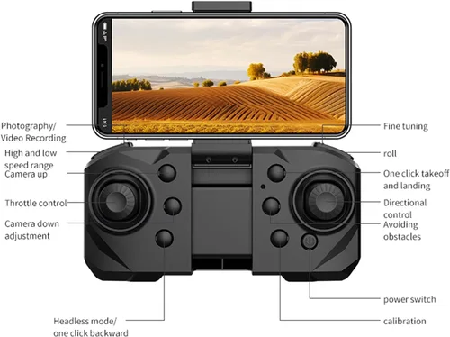 Vista 8 de GoolRC Mini dron de control remoto, mini dron plegable con cámara dual 4K, cuadricóptero sin cabeza, motor sin escobillas, evitación de obstáculos