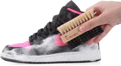 Vista 6 de Cepillo de limpieza de zapatos - Actualización Protege el cepillo limpiador de zapatillas suaves y duras de doble cara por 100% jabalí y cerdas